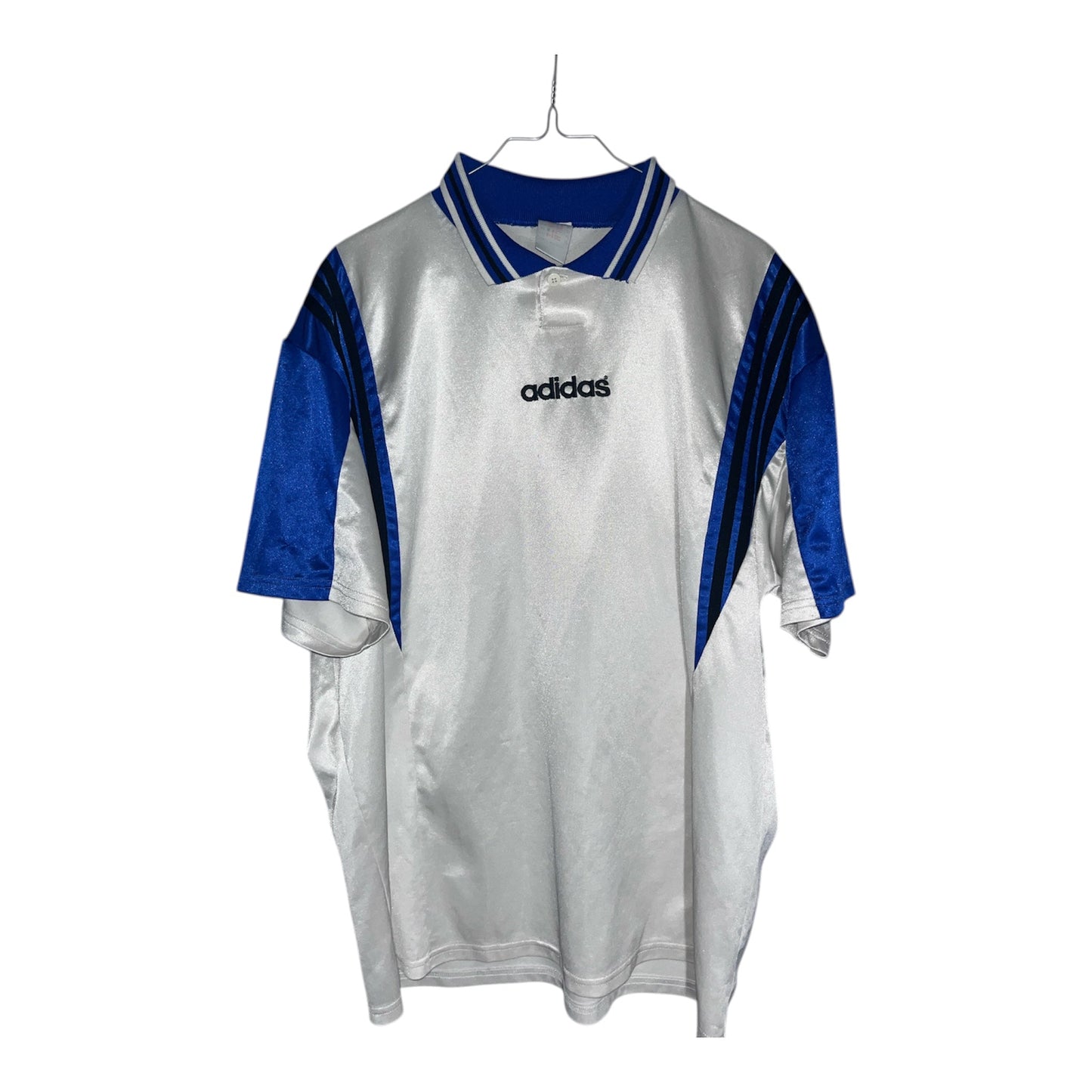 Puro Fútbol de los 90 – Camiseta Vintage Adidas Blanco y Azul