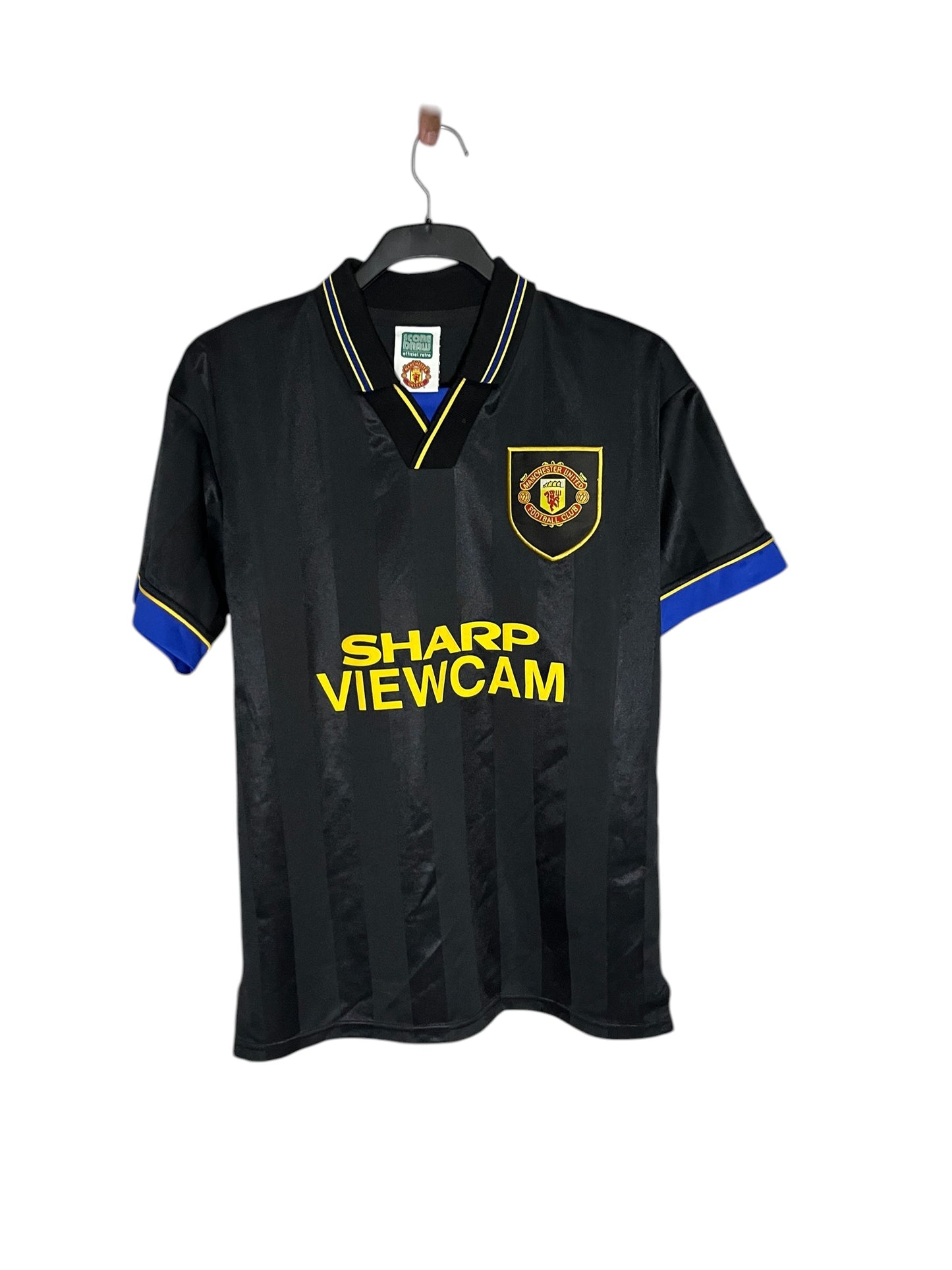 Manchester United 1992–93 Away Shirt – Black “Sharp Viewcam” Retro Jersey