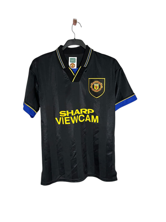 Manchester United 1992–93 Away Shirt – Black “Sharp Viewcam” Retro Jersey